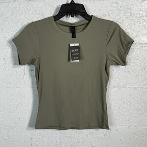 Cotton on Women's Active Rib Gym T-shirt - Dusty Khaki small